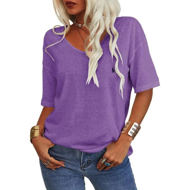 T-shirt d'été RL à manches courtes, col en V