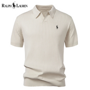 Polo en tricot rayé à col en V RL™