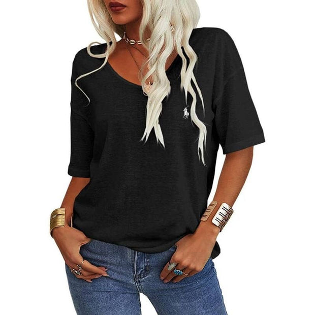 T-shirt d'été RL à manches courtes, col en V