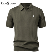 Polo en tricot rayé à col en V RL™