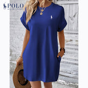 Robe décontractée unie à manches courtes et col rond Ralph Lauren