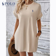 Robe décontractée unie à manches courtes et col rond Ralph Lauren