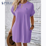 Robe décontractée unie à manches courtes et col rond Ralph Lauren