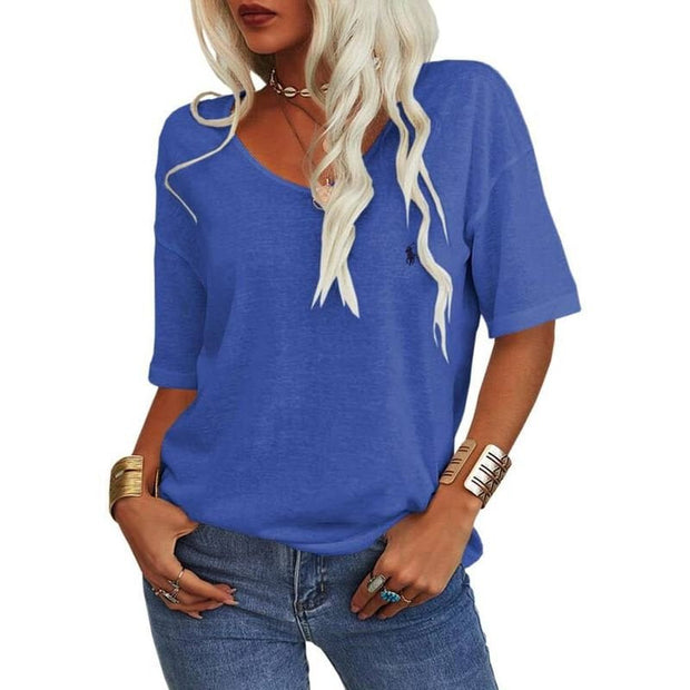 T-shirt d'été RL à manches courtes, col en V