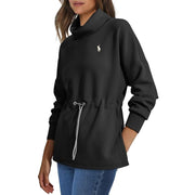 Pull à col roulé pour femme avec cordon de serrage à la taille