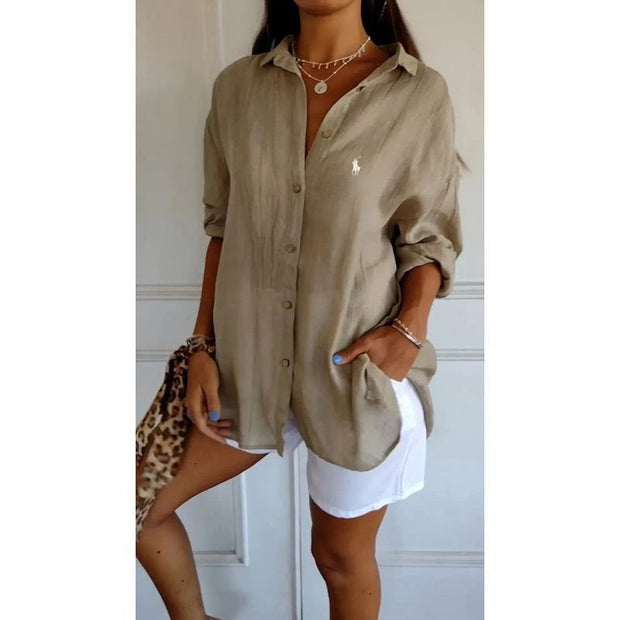 Chemise classique pour femme RL avec col souple et boutons
