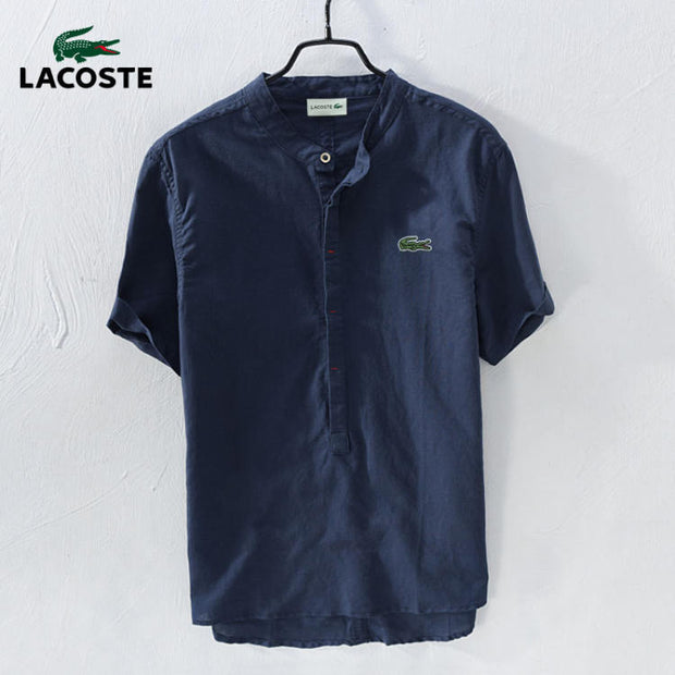 Chemise décontractée à manches courtes en coton et lin LACOSTE Crocodile Summer Fresh