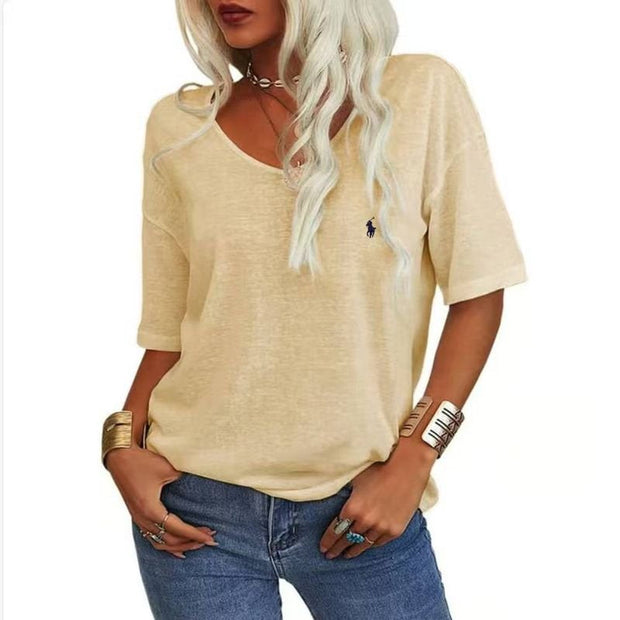 T-shirt d'été RL à manches courtes, col en V