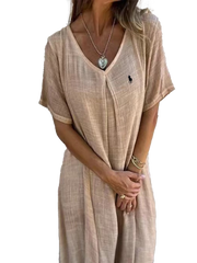 Chemisier en lin à volants et col rond Ralph Lauren