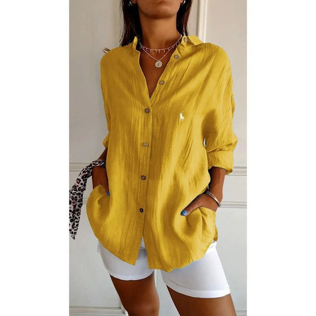 Chemise classique pour femme RL avec col souple et boutons