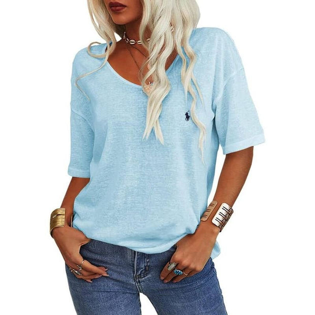 T-shirt d'été RL à manches courtes, col en V