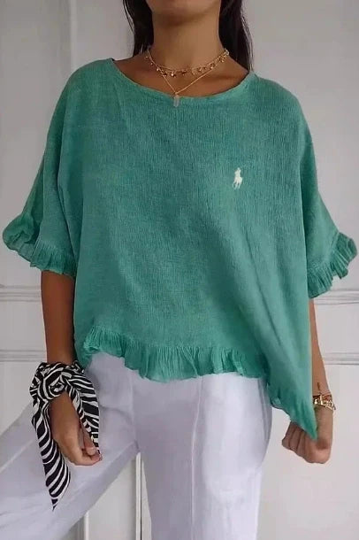 Liquidation 🔥 Chemisier en lin à volants et col rond Ralph Lauren pour femme
