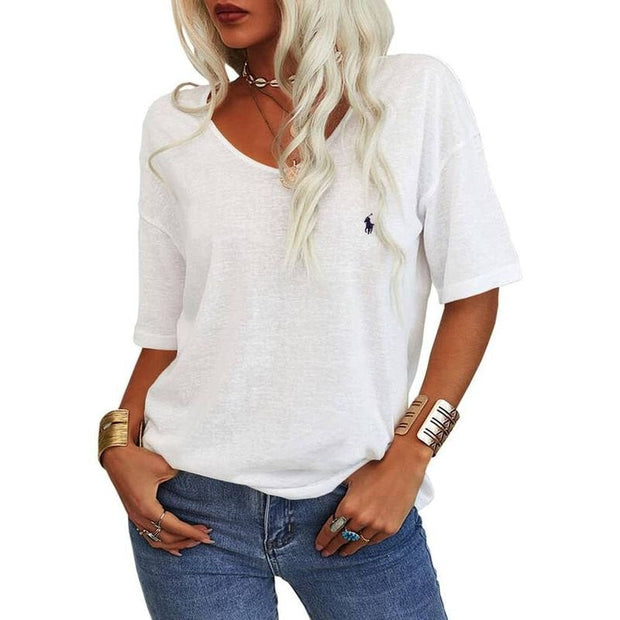 T-shirt d'été RL à manches courtes, col en V