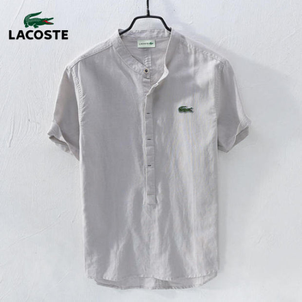 Chemise décontractée à manches courtes en coton et lin LACOSTE Crocodile Summer Fresh