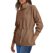 Pull à col roulé pour femme avec cordon de serrage à la taille