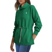 Pull à col roulé pour femme avec cordon de serrage à la taille