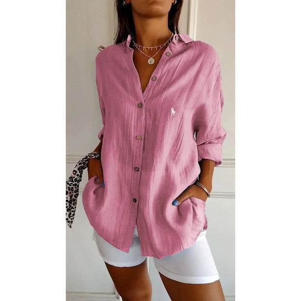 Chemise classique pour femme RL avec col souple et boutons