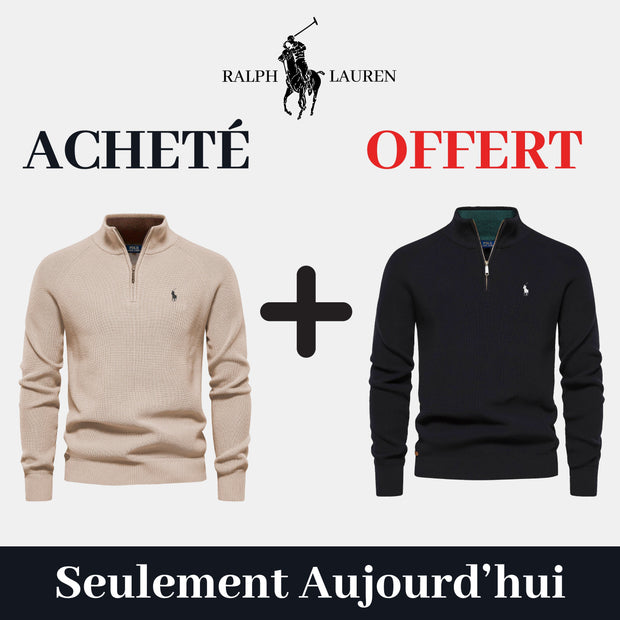 Pull Col Zippé  R&L 1+1 (DÉSTOCKAGE)