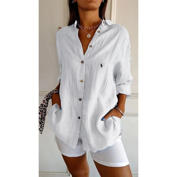 Chemise classique pour femme RL avec col souple et boutons