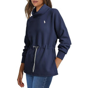 Pull à col roulé pour femme avec cordon de serrage à la taille