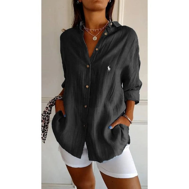 Chemise classique pour femme RL avec col souple et boutons