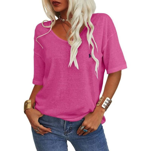 T-shirt d'été RL à manches courtes, col en V