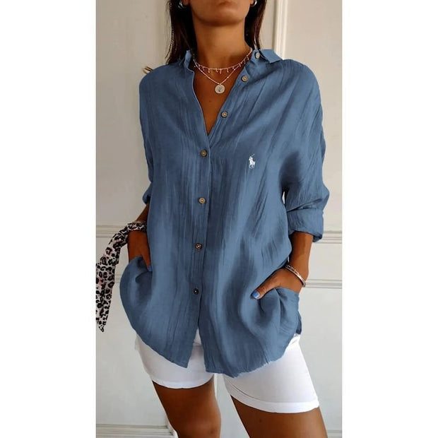 Chemise classique pour femme RL avec col souple et boutons