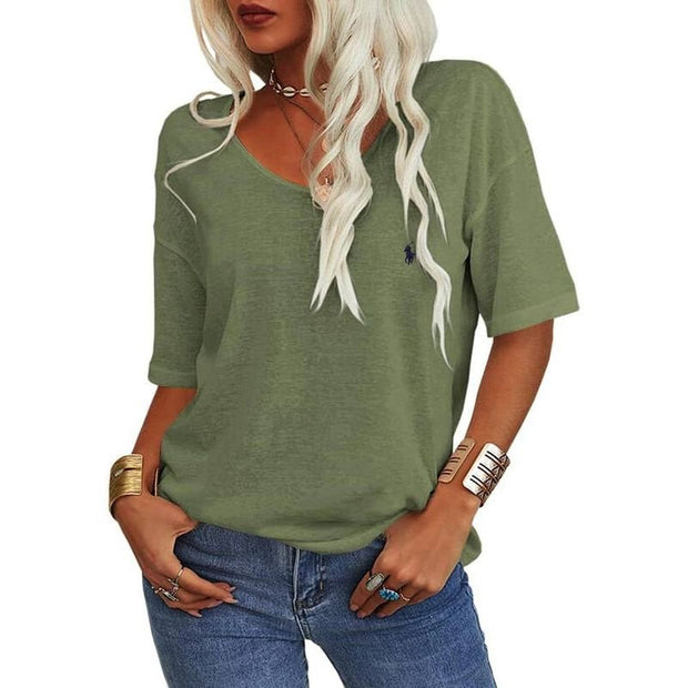 T-shirt d'été RL à manches courtes, col en V