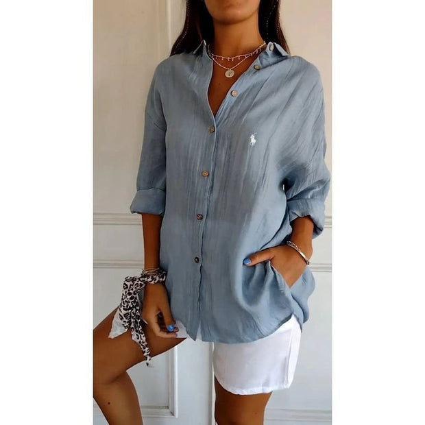 Chemise classique pour femme RL avec col souple et boutons